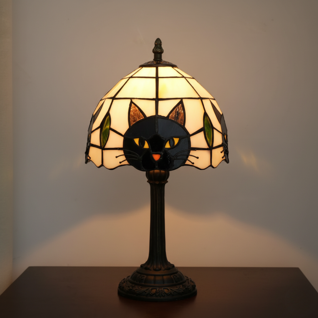Baroque Elegance: Vintage Black Cat Table Lamp #043B